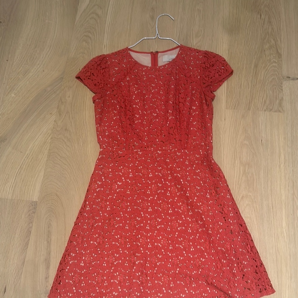 LOFT dark pink A-Line Flutter Sleeve Mini Dress
